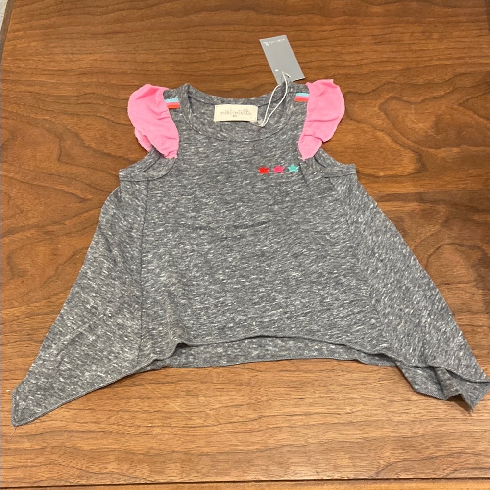 NWT Miki Miette Gray and Pink Baby Short Sleeve Top Size 9 Months